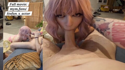 Mi sissy cockslut de cabello rosa, Stefan X Actor, me hace una penetración profunda mientras está encerrado en la castidad. gratis travesti porno